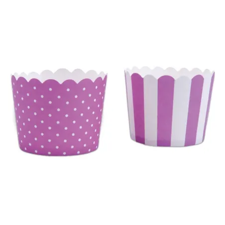 Mini cupcake cases purple & white, 12 pieces