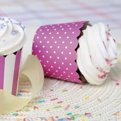 Pirottini Mini Cupcake Viola & Bianco, 12 pezzi