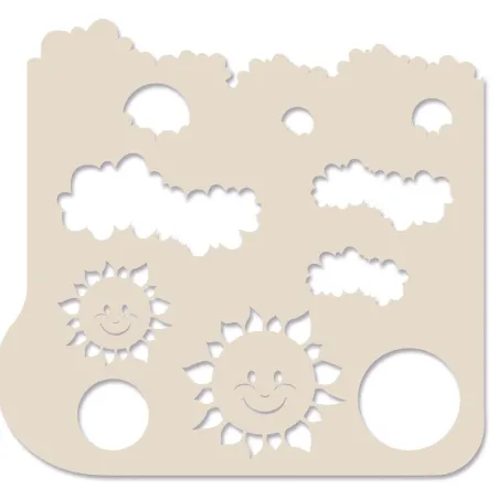 Airbrush stencil sun and clouds