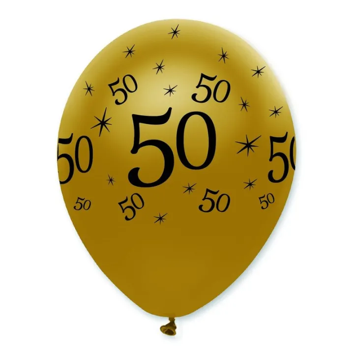 Ballon numéro 50 noir/or, 6 pièces