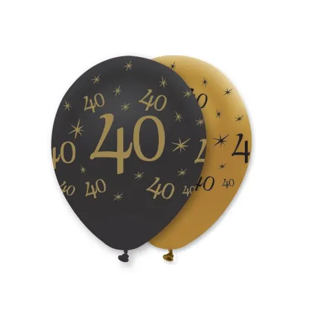 Balloon number 40 black/gold, 6 pieces