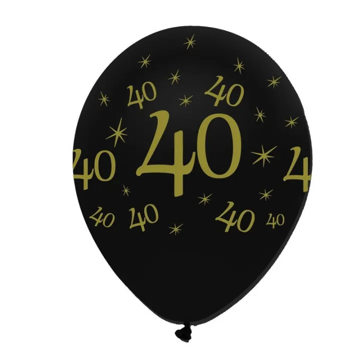 Ballon numéro 40 noir/or, 6 pièces