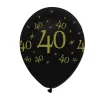 Palloncino numero 40 nero/oro, 6 pezzi