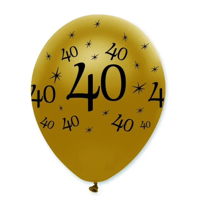 Ballon numéro 40 noir/or, 6 pièces