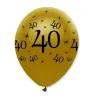 Ballon Zahl 40 Schwarz/Gold, 6 Stück