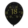 Balloon number 18 black/gold, 6 pieces