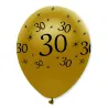 Ballon Zahl 30 Schwarz/Gold, 6 Stück