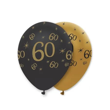 Balloon number 60 black/gold, 6 pieces