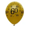Ballon Zahl 60 Schwarz/Gold, 6 Stück