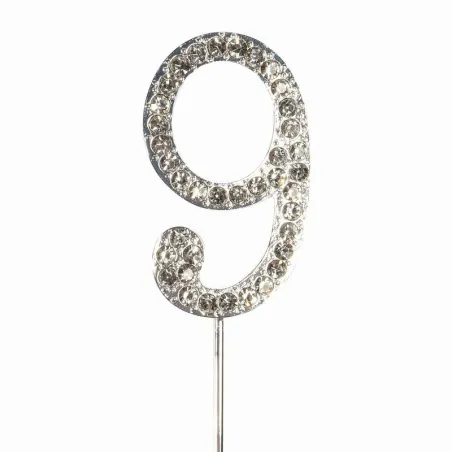 Cake Topper chiffre 9 aspect diamant