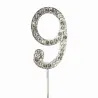 Cake Topper chiffre 9 aspect diamant