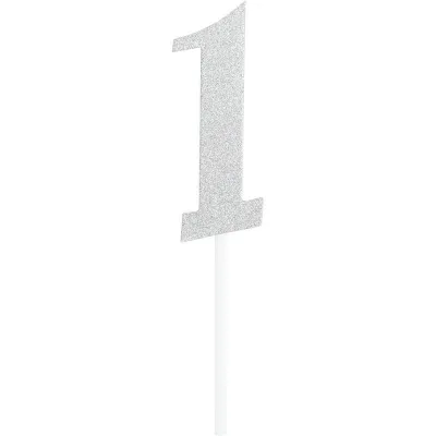 Cake Topper Zahl 1, Silber