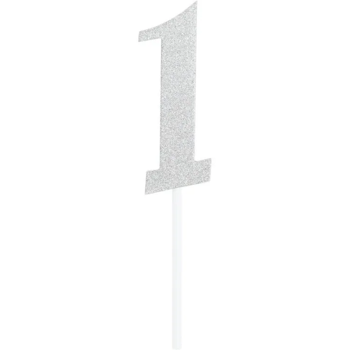 Cake topper number 1, silver