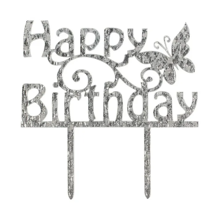 Cake Topper "Happy Birthday" Glitzer