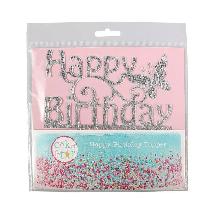 Cake Topper "Happy Birthday" Glitter