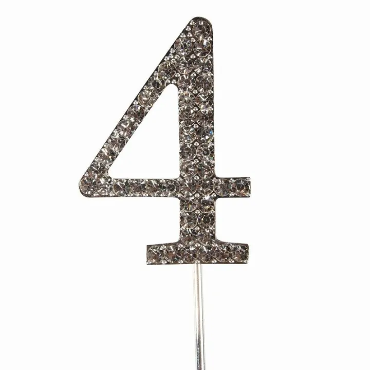Cake Topper chiffre 4 aspect diamant