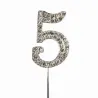 Cake Topper Zahl 5 Diamantoptik