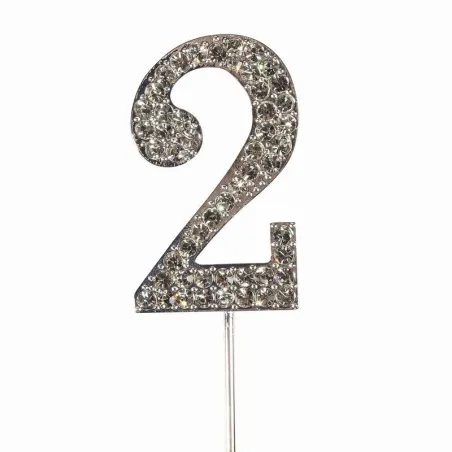 Cake Topper chiffre 2 aspect diamant