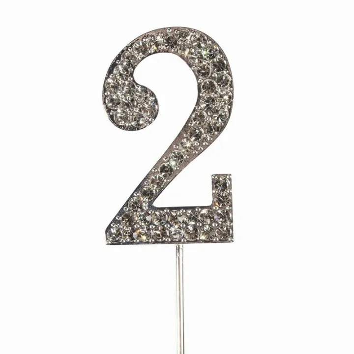 Cake Topper chiffre 2 aspect diamant