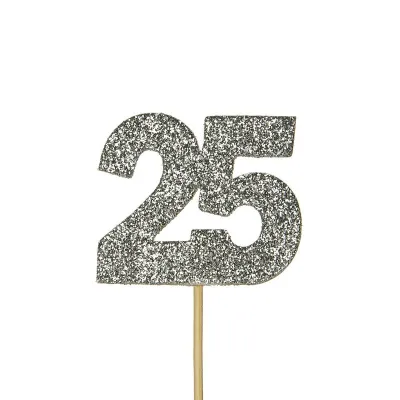 Cupcakes Topper Zahl 25 Silber, 12 Stück