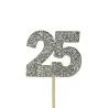 Cupcakes Topper Numero 25 Argento, 12 pezzi