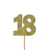 Cupcakes Topper nombre 18 or, 12 pièces