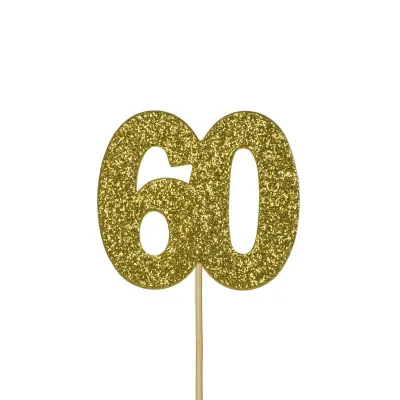 Cupcakes Topper Zahl 60 Gold, 12 Stück