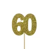 Cupcakes Topper Numero 60 Oro, 12 pezzi