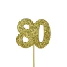 Cupcakes Topper Zahl 80 Gold, 12 Stück