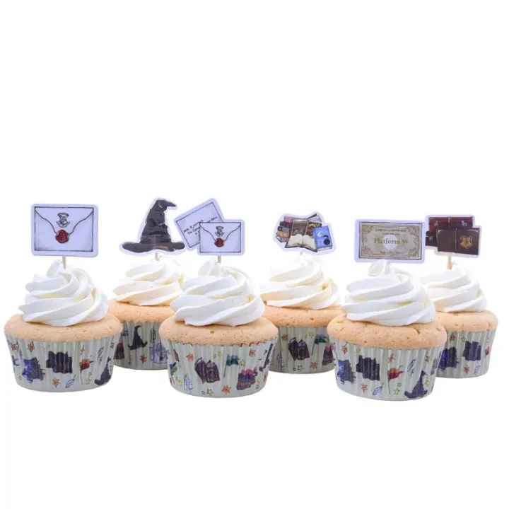 Moules et toppers pour cupcakes Hogwarts, 24 pièces chacun