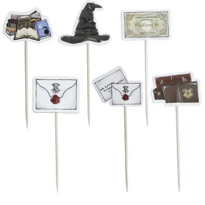 Stampi e toppers per cupcake Hogwarts, 24 pezzi ciascuno