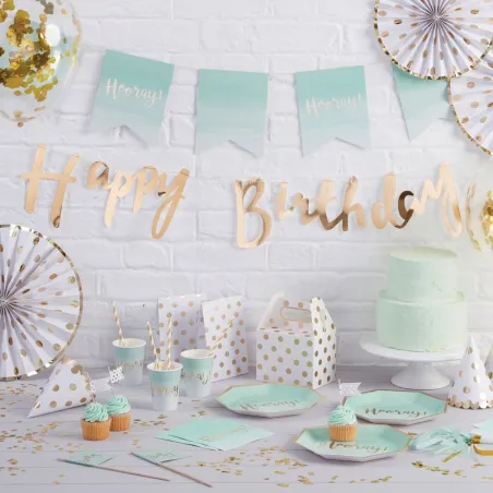 Girlande Gold Happy Birthday, 1.5 Meter
