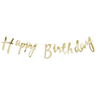 Guirlande Or Happy Birthday, 1,5 mètre