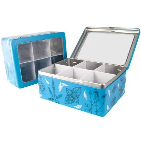 Tea bag box with viewing window, 203 x 157 x 80 mm