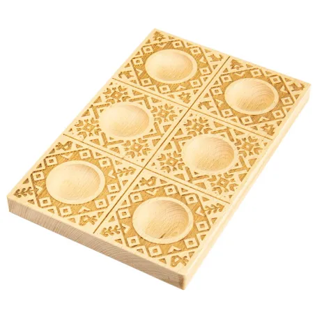 Handgeschnitzte Ravioli 6er-Holzform Nordisch