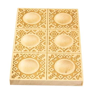 Handgeschnitzte Ravioli 6er-Holzform Nordisch