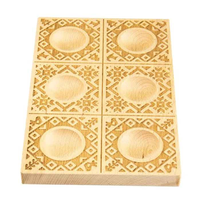 Hand-carved ravioli 6-piece wooden mold Nordic