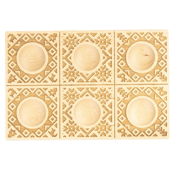 Hand-carved ravioli 6-piece wooden mold Nordic