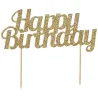 Happy Birthday Cake Topper Gold