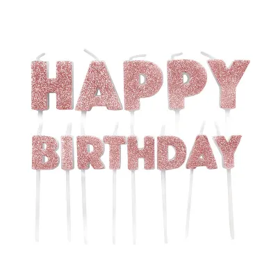 Happy Birthday Kerzen Rosa, 13-teilig