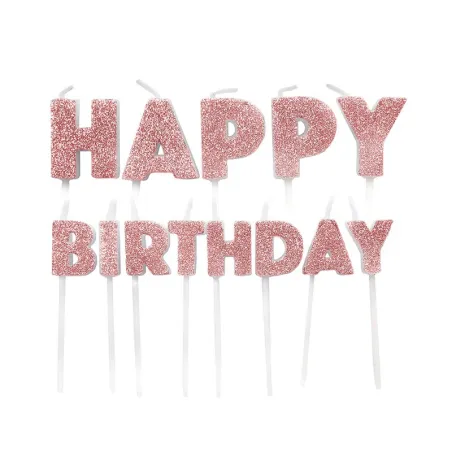 Happy Birthday candles pink, 13 pieces