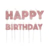 Happy Birthday Kerzen Rosa, 13 pezzi