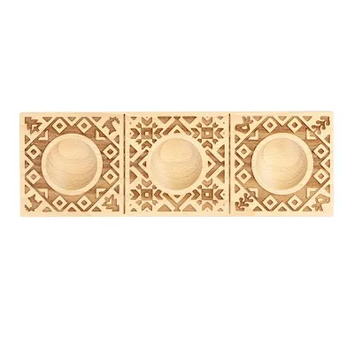 Stampo in legno intagliato a mano per ravioli set da 3 Nordico
