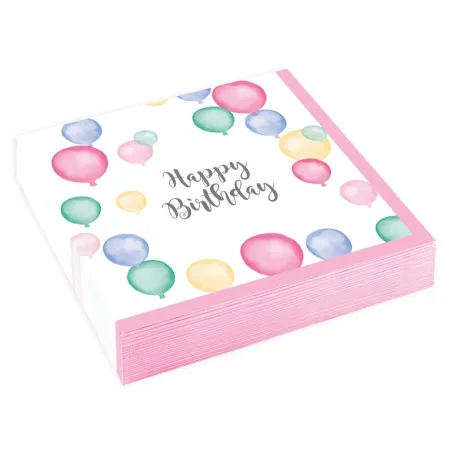 Tovaglioli con palloncini Happy Birthday 25 x 25 cm, 16 pezzi