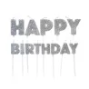 Happy Birthday Kerzen Argento, 13 pezzi
