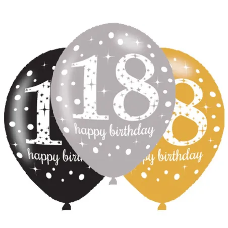 Palloncino glitterato 18 anni, 6 pezzi