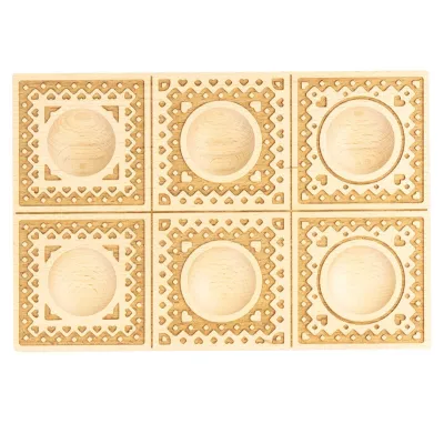 Stampo in legno intagliato a mano per ravioli da 6 – Cuori