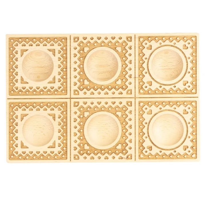Hand-carved ravioli 6-piece wooden mold hearts