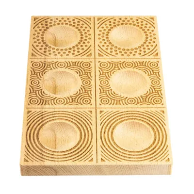Handgeschnitzte Ravioli 6er-Holzform Kreise