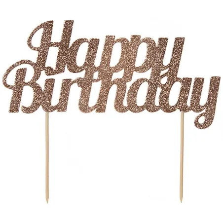 Happy Birthday Cake topper Rose Gold